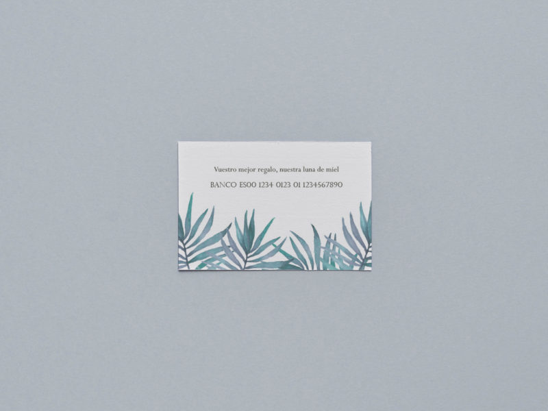 Tarjeta Lista de bodas/ Nº Cuenta